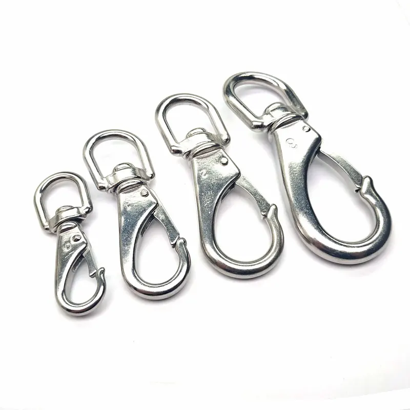 304 Stainless Steel M4/5/6/7 Multi-use Boat Swivel Eye Snap Hook Size #0 #1 #2 #3 Silver