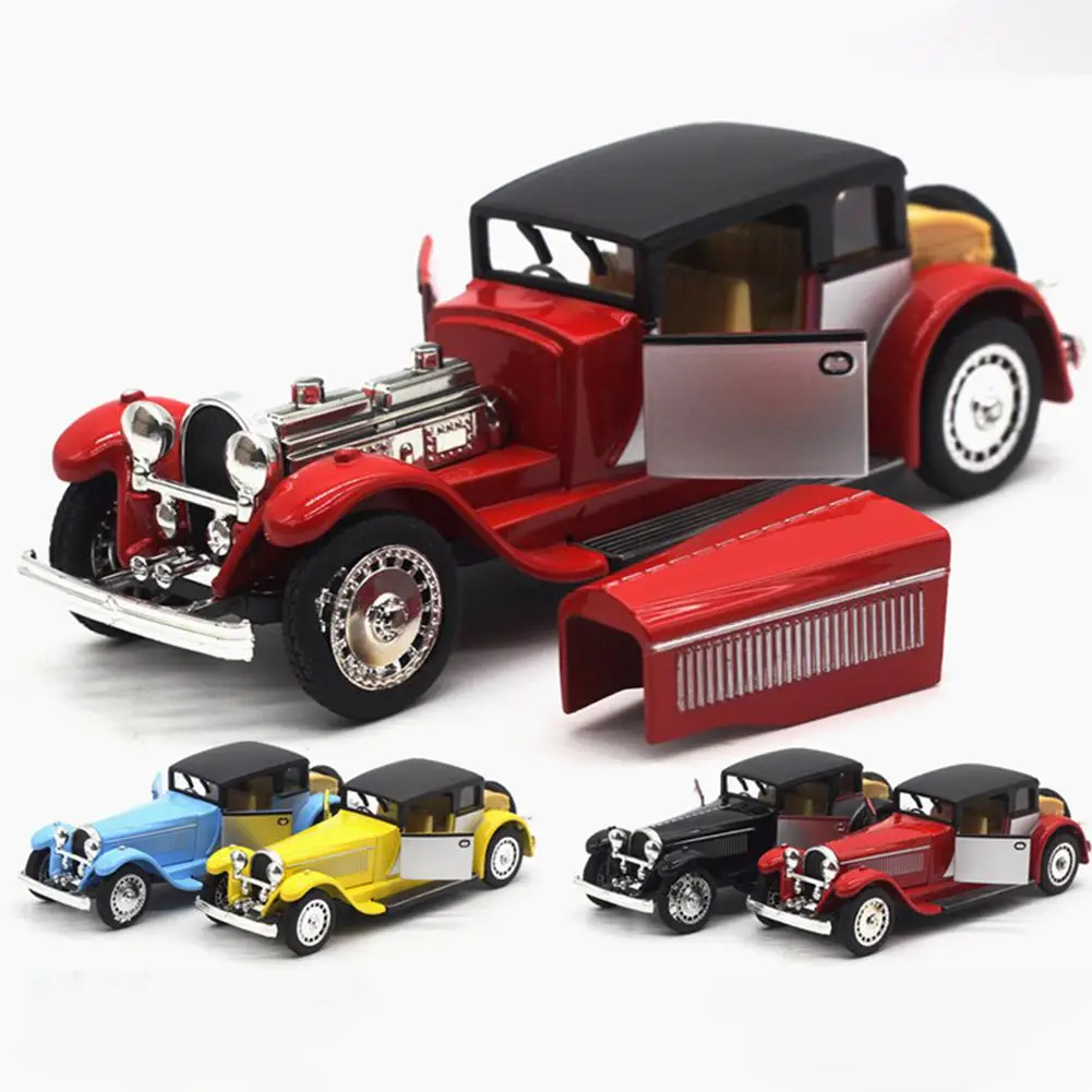 Kuulee 1:28 Bugatti имитация винтажная модель автомобиля двойные двери сплав светильник звуковая модель автомобиля Модель автомобиля Контроль силы реалистичное тело