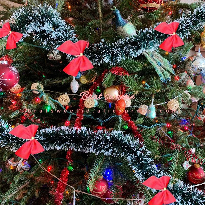 2m White Dark Green Cane Tinsel Christmas Decoration Garland Wreath Christmas Tree Decor Ornaments Animal Party Supplies