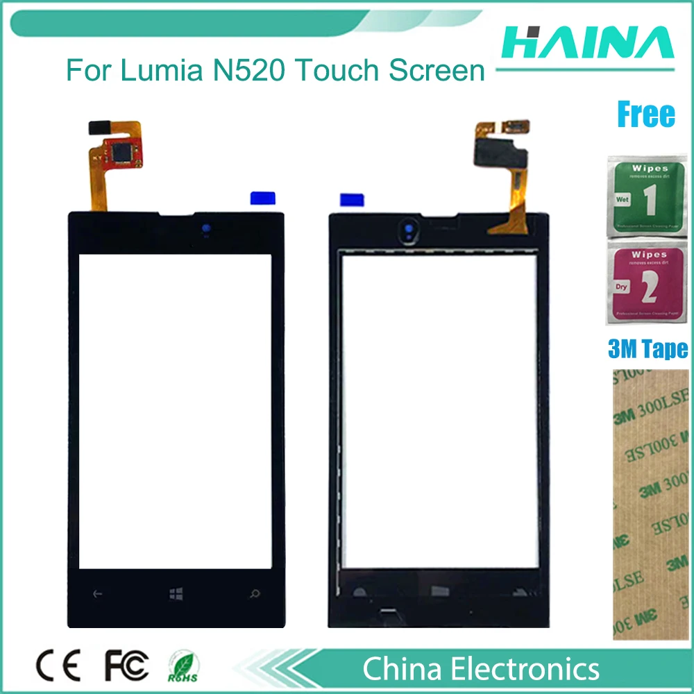 Сенсорный экран 4 0 дюйма 100% ok с рамкой для Nokia Lumia 520 N520 дигитайзер переднее стекло