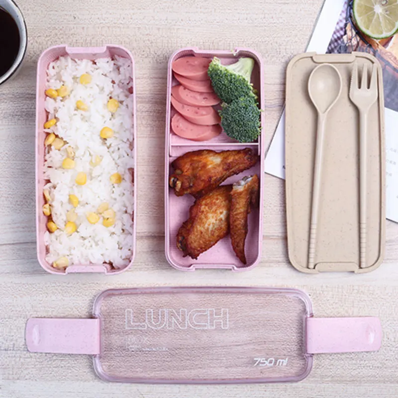 Здоровый материал Ланч бокс пшеничная соломенная коробка Bento микроволновые