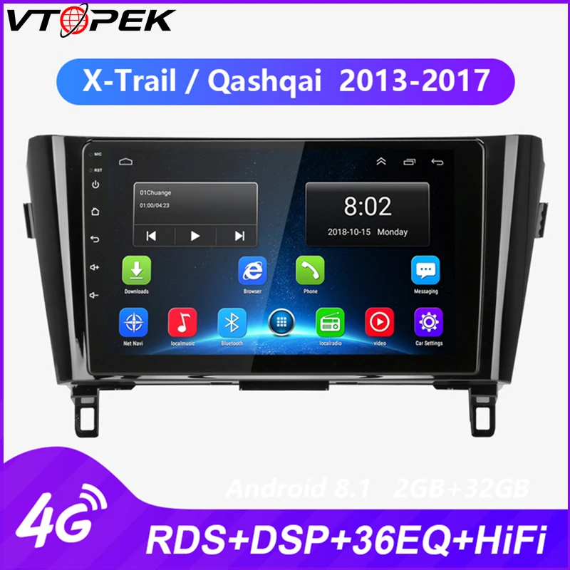 Vtopek Android автомобильный стерео gps радио для Nissan X-Trail Qashqai 2013- сенсорный экран 4G сеть Wifi RDS DSP FM с CANBUS