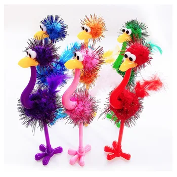 

24PCS Cute Creative Furry Ball Neutral Oil Pen Cartoon Feather Ostrich Ballpoint Pen for Primary School Students Stationery