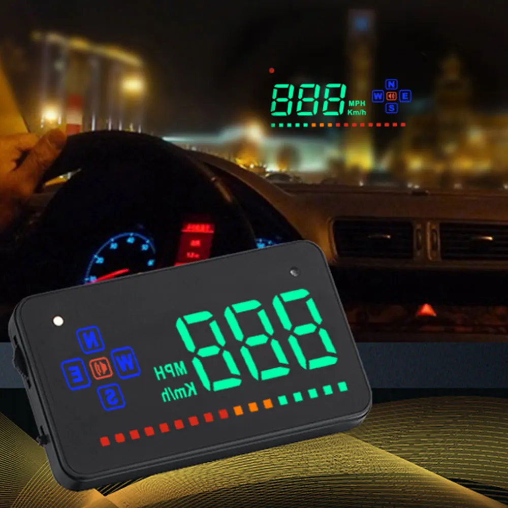 3,5 дюймов Автомобиль HUD на лобовое стекло Дисплей светодиодный Спидометр Цвет проекции Скорость Предупреждение для всех автомобилей автоматический электронный Напряжение сигнализации