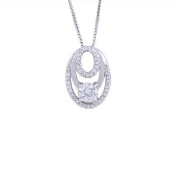 

3 Oval Circle Hoop Necklaces For Women 925 Sterling Silver Crystal Geometry Pendants Fashion Jewelry Accessories