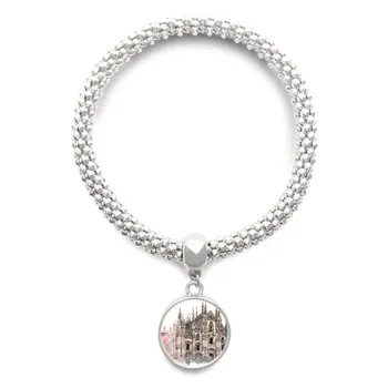 

Milan Cathedral in Milan Italy Sliver Bracelet Round Pendant Jewelry Chain