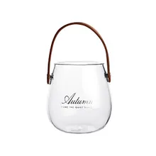 Горячая уникальная шикарная Скандинавская стеклянная банка для хранения, бутылка с кожаной ручкой, Минималистичная настольная бутылка для хранения, органайзер, ваза для цветов, содержит