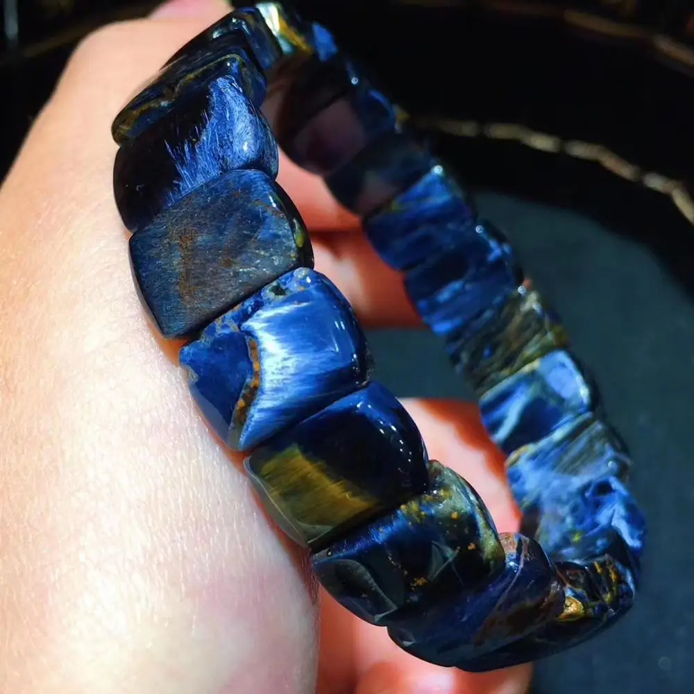 Натуральный синий драгоценный камень Pietersite 13x9 мм прямоугольник бусины браслет стрейч женщина мужчина Pietersite браслет Namibia AAAAAA