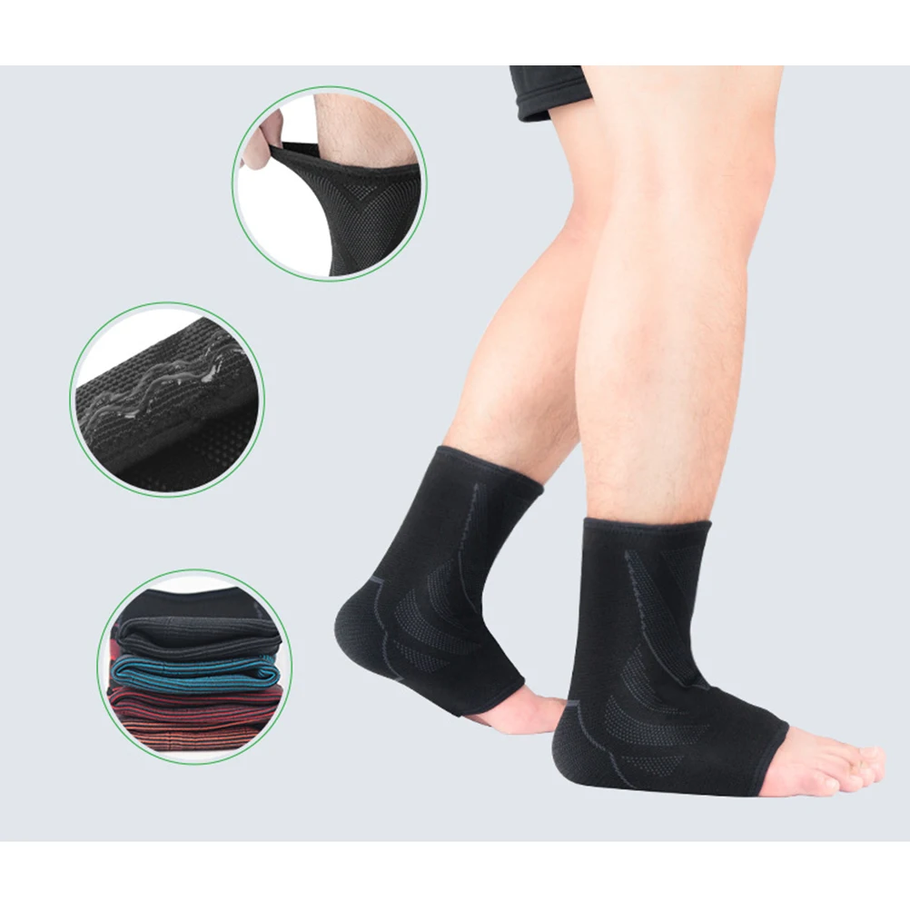 4 Pair Of Black Ankle Sock Support Knit Silicone Anti-Slip Comfortable Fitness Ankle Brace Ankle Sprain Supplies For Sports