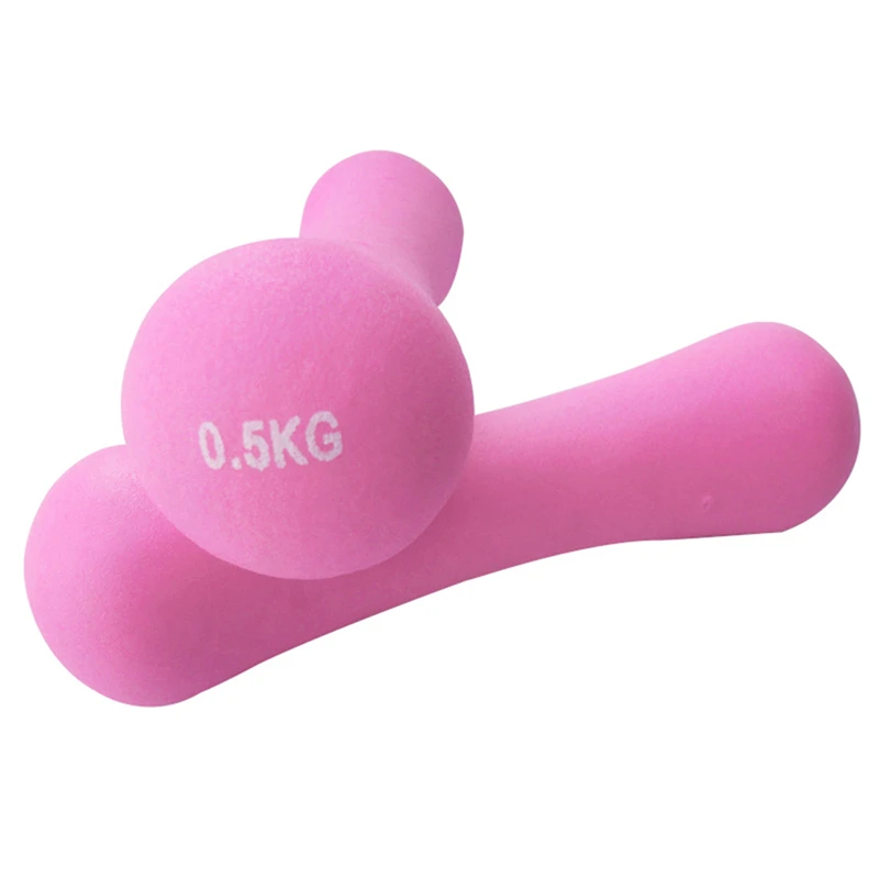 

2PCS 0.5KG Bone Type Plastic Dipped Dumbbells Ladies Thin Arms Household Rubber Coated Dumbbells Fitness Equipment