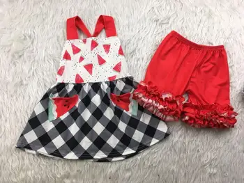 

Fancy girl watermelon fruit tunic top little girl summer party strap set