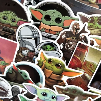 

50 PCS Mandalorian Sticker Star Wars Stickers Baby Yoda Cartoon Suitcase Laptop Bicycle Car Waterproof Stickers Home Decoration