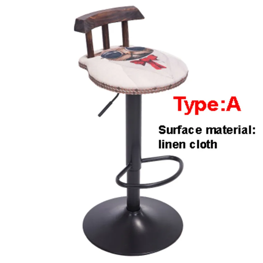 Ретро подъемный поворотный барный стул на стойке вращающийся 60-80 см регулируемый по высоте барный стул из искусственной кожи мягкая подушка высокий табурет - Цвет: A Type Mr Cat