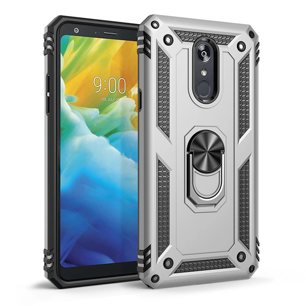 Silver For LG Stylo 4 5 Aristo 2 3 K40 K12 Plus X4 K50 Q60 K10 K30 Military Anti-fall TPU PC Ring Car magnetic Stand Case - Цвет: Silver