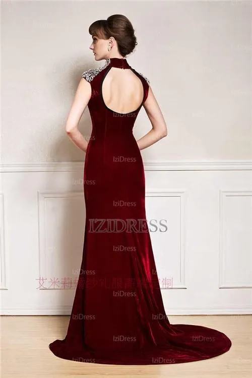 Robe de soiree, новинка, модное сексуальное длинное платье с открытой спиной и высоким воротом, вечернее элегантное платье с кристаллами для матери невесты