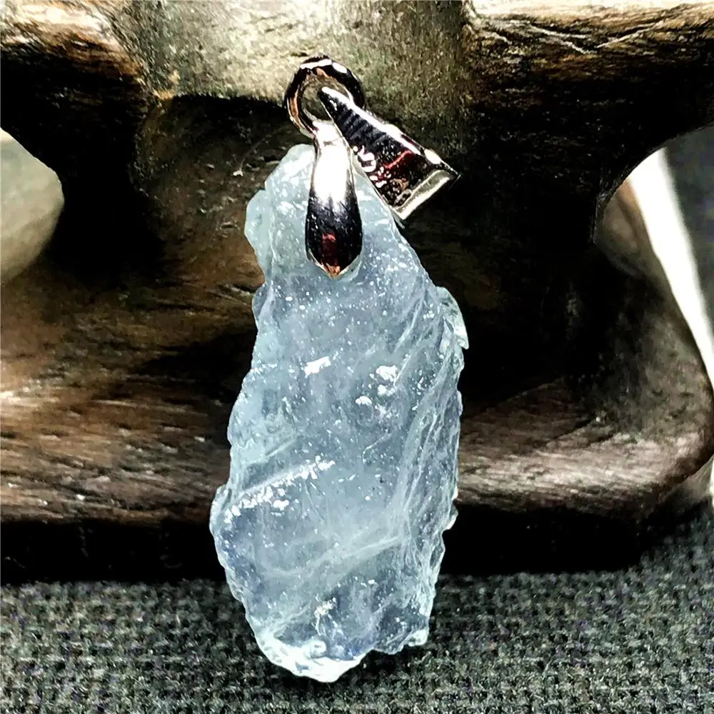 

Genuine Natural Blue Clear Aquamarine Stone Pendant For Woman Man Crystal 17x13x10mm Beads Silver Gemstone Fashion Jewelry AAAAA