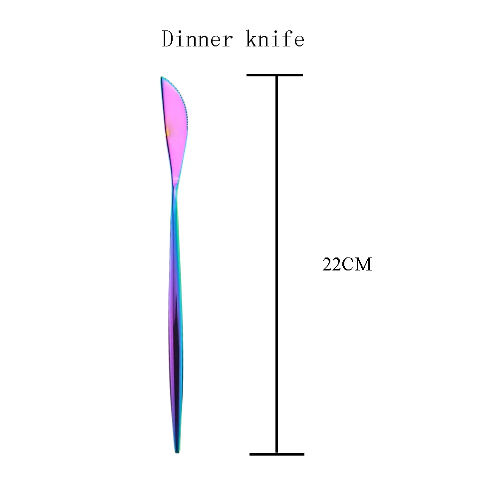 Набор золотой посуды 18/10 набор столовых приборов из нержавеющей стали Радужная посуда столовый набор ножей вилка чайная ложка столовые приборы набор столовых приборов - Цвет: rainbow dinner knife