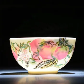 

5/6/7/8inch Jingdezhen Enamel Color Ceramic Ramen Bowl Peach Bowls Fruit Salad Bowl Kitchen Utensils Porcelain Tableware Chinese