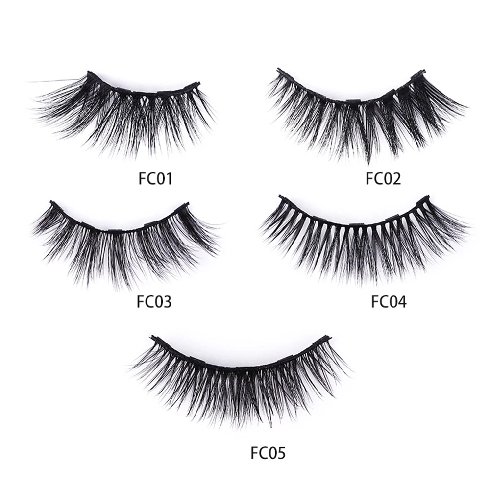 5 Magnetic 4 Pairs of Glue-free Magnet False Eyelashes Set 4 Different Style Eye Lashes Magnetic Eyeliner with Tweezers