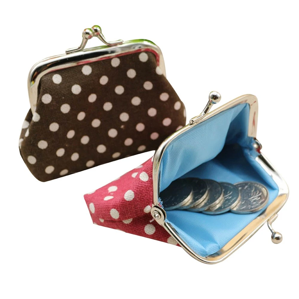 New Women Coin Purse Linen Dot Hasp Small Wallet Pouch Key Card Holder Clutch Handbag Dropshipping Wholesale Cheap Price 814