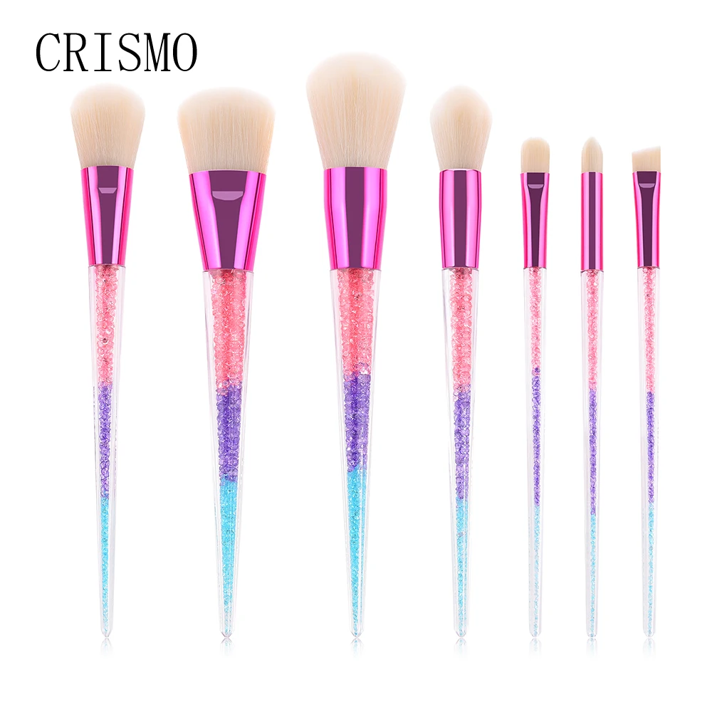 

CRISMO 7pcs Diamond Makeup Brushes Set Powder Foundation Eyeshadow Cosmetic Beauty Rainbow Make Up Brush Pincel Maquiagem