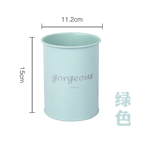 Metal Cute Home Kitchen Debris Storage Barrel Baking Tool Sundries Kitchen Supplies Tube Cosmetic Pen Storage Tube Pen Holder - Цвет: Green