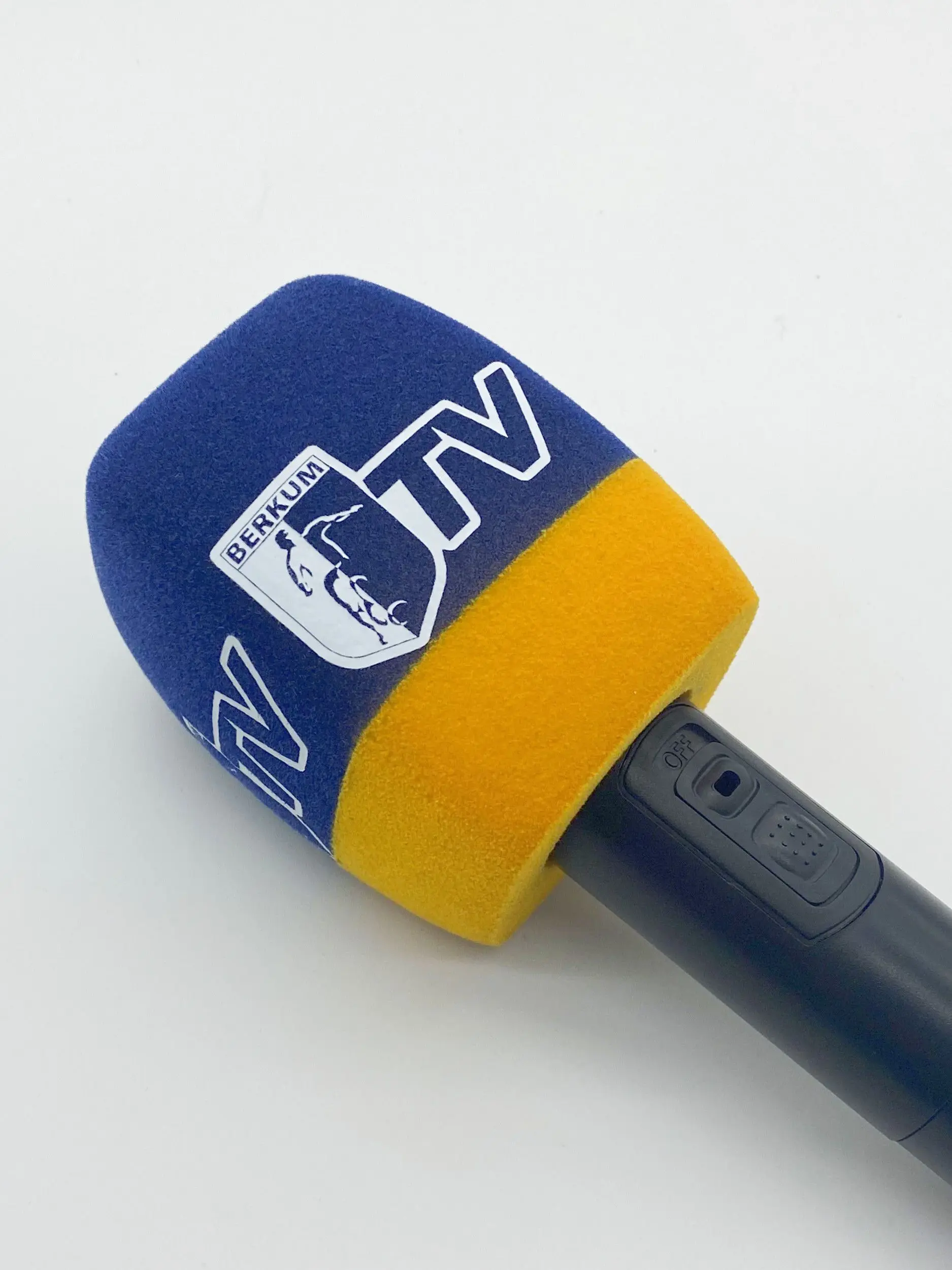 Maßgeschneiderte Beflockung, quadratisches Schaumstoff-Logo, TV-Stationen, Reporter, Interview-Mikrofon, Schwammkappe, Windschutzscheibe für Handheld-Interview-Mikrofon – Detail 15