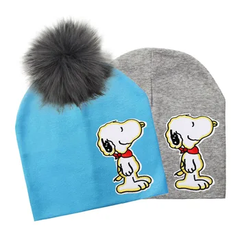 

Baby boy and girl pompom hat cartoon embroidered cloth sticker newborn baby caps cotton kids beanies newborn Photography Props