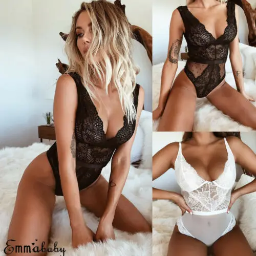 Женское Прозрачное Кружевное боди сексуальное ночное белье Клубная одежда