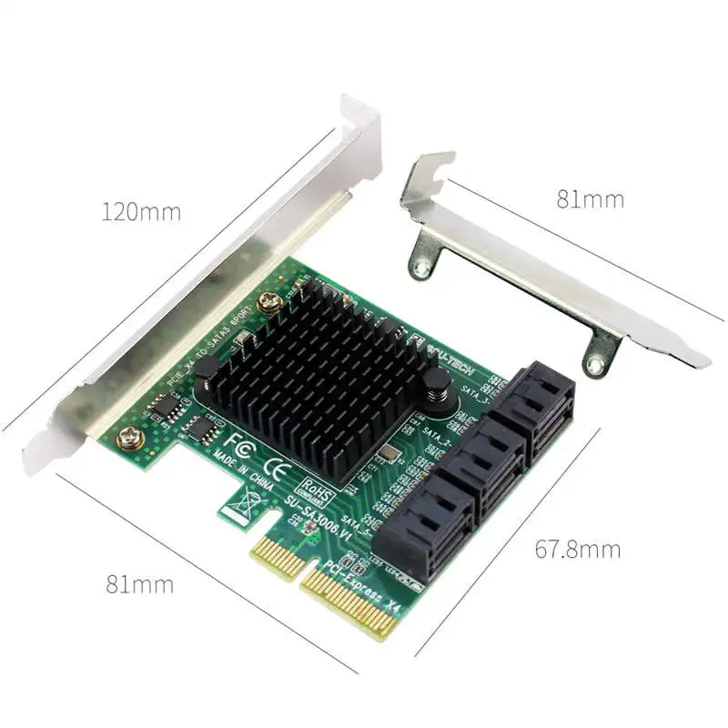  Pcie Zu Sata Karte Pci-E Adapter Pci Express Zu Sata3.0 Expansion Karte 4 Port Sata Iii 6G Für Ssd 