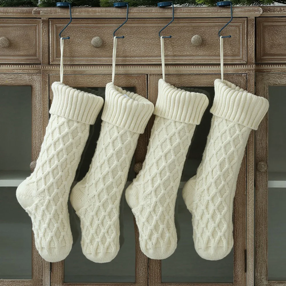 Christmas Stockings Candies Biscuits Gift Packaging Holder Xmas Stockings Christmas Tree Decoration Hanging Ornement