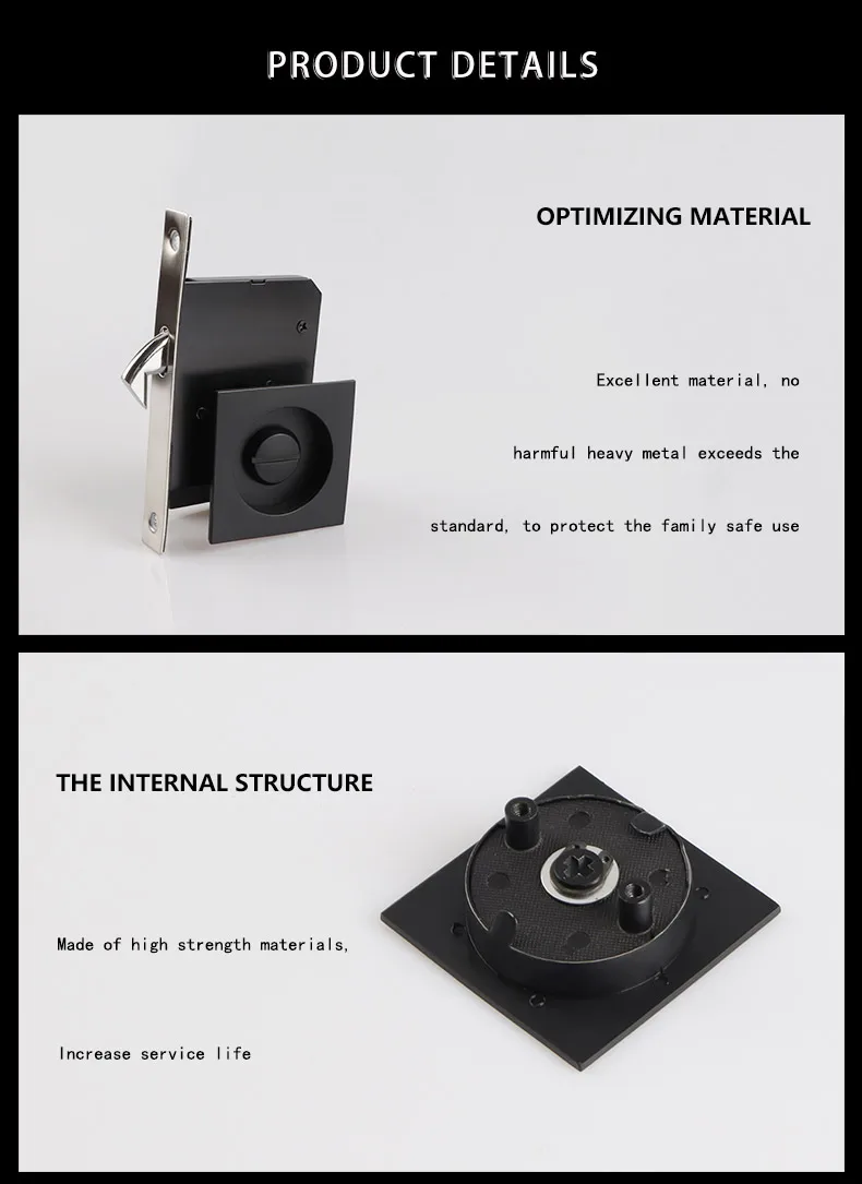 Fechadura Keyless Interior, Quadrado Invisível, Cozinha e Banheiro, Gancho Único