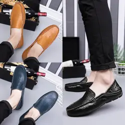 Новинка 2019 года; мужские туфли из искусственной кожи в горошек; дышащие мужские туфли; Повседневная Удобная обувь Lok Fu; повседневная кожаная