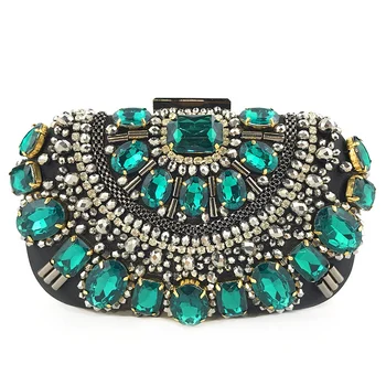 

Crystal Evening Wallet Metal Bracelet Silver Beaded Bridal Wedding Clutch