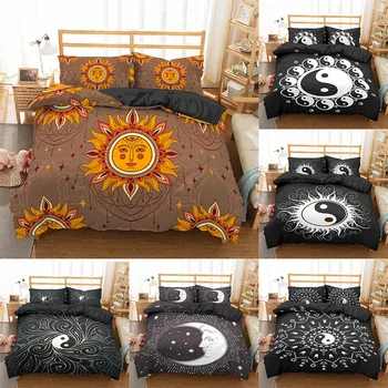 

Homesky Yin and Yang Bedding Set Mandala Pattern Duvet Cover Set Black White King Queen Size Comforter Sets Home Bed Linen