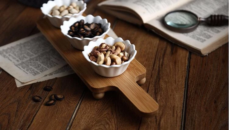New creative afternoon tea snack dish Ceramic dried fruit fruit plate three-piece set with tray Nordic baking bowl dessert bowl