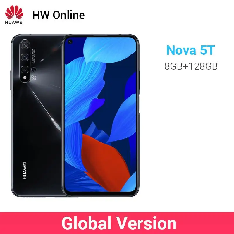 Глобальная версия huawei Nova 5 T 5 T 8GB 128GB смартфон 48MP камера s 32MP фронтальная камера 6,26 ''полный экран Kirin 980 Android 9