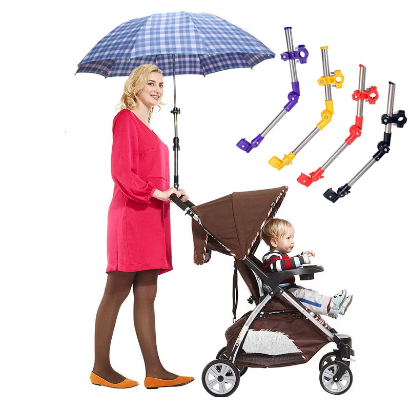 Sombrilla de cochecito de bebé ajustable soporte cochecito de bebé de plástico sombrilla para carrito de bebé soporte elástico mantener la lluvia del Sol del soporte de mamá| | AliExpress