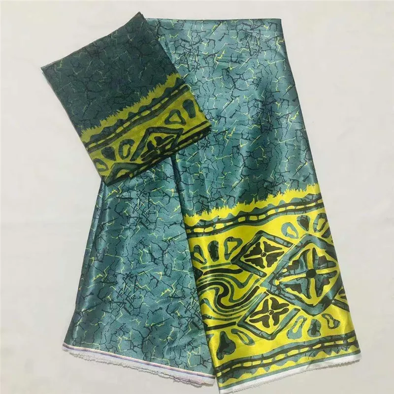 

Latest african wax pattern satin silk fabric for dress creative Digital print wax satin silk fabric 5+2 yards/lot XM101909