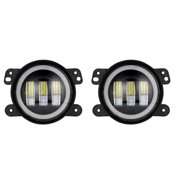 

4 Inch White Halo Led Fog Lights Front Bumper Lamp for Jeep Wrangler Jk 07-17