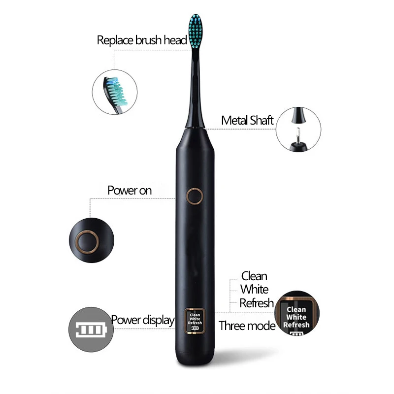Rechargeable Sonic Electric Toothbrush With LED Screen Display IPX7 Waterproof Ultrasonic Fast Charging Tooth Brush For Couple Rechargeable Sonic Electric Toothbrush With LED Screen Display IPX7 Waterproof Ultrasonic Fast Charging Tooth Brush For Couple