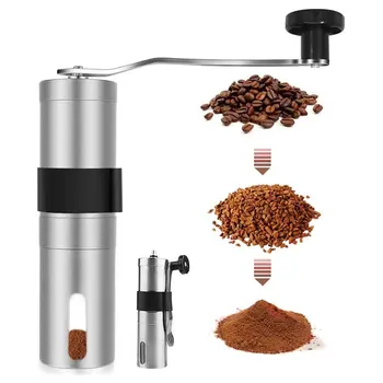 

Enlarge Manual Coffee Grinder Stainless Steel Adjustable Coffee Bean Mill With Rubber Loop Ring Easy Clean Kitchen Tools