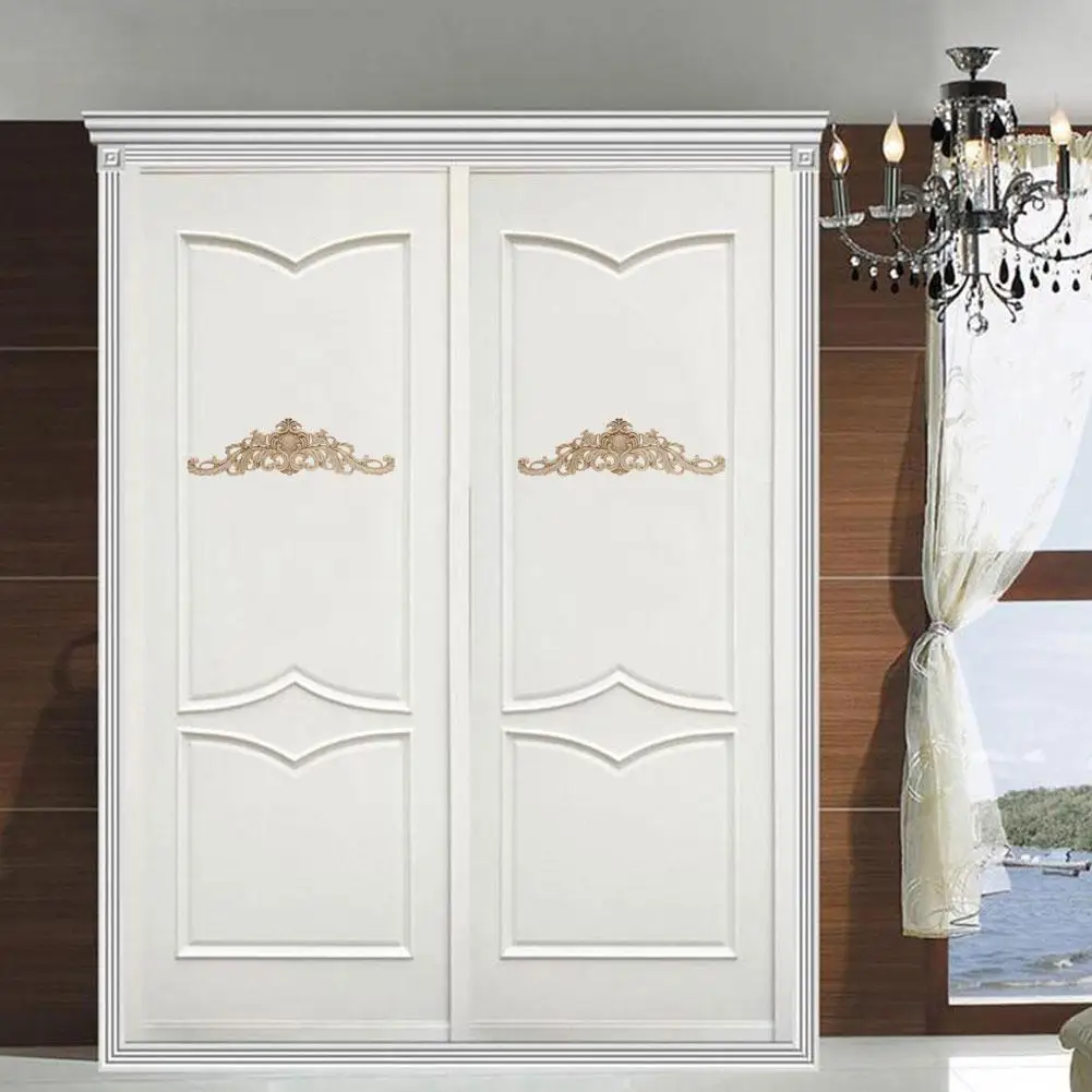 Vintage Flower Design Carpenter Oak Wood Carved Corner Onlay Applique Unpainted Frame Furniture Door Decoration 1 Pcs
