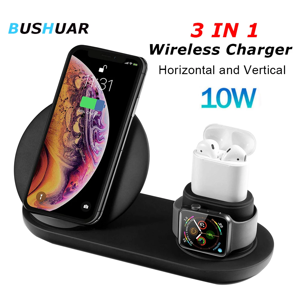 

3 in 1 Wireless Charger Stand for iPhone X 8 XS Max Fast Charger Dock Station for apple Watch 4 3 2 1 Airpods for Samsung S10 S9