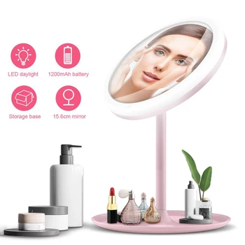 

LED Makeup Mirror Illuminated Cosmetic Table Mirror With Light for Make Up Adjustable Light Touch Screen Eyelash Brush