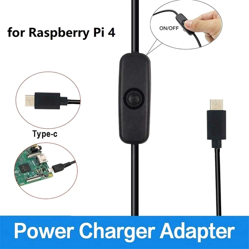 Для Raspberry Pi 4B источник питания 5 В 3A type-C адаптер питания с переключателем вкл/выкл USB-C зарядное устройство с европейской вилкой