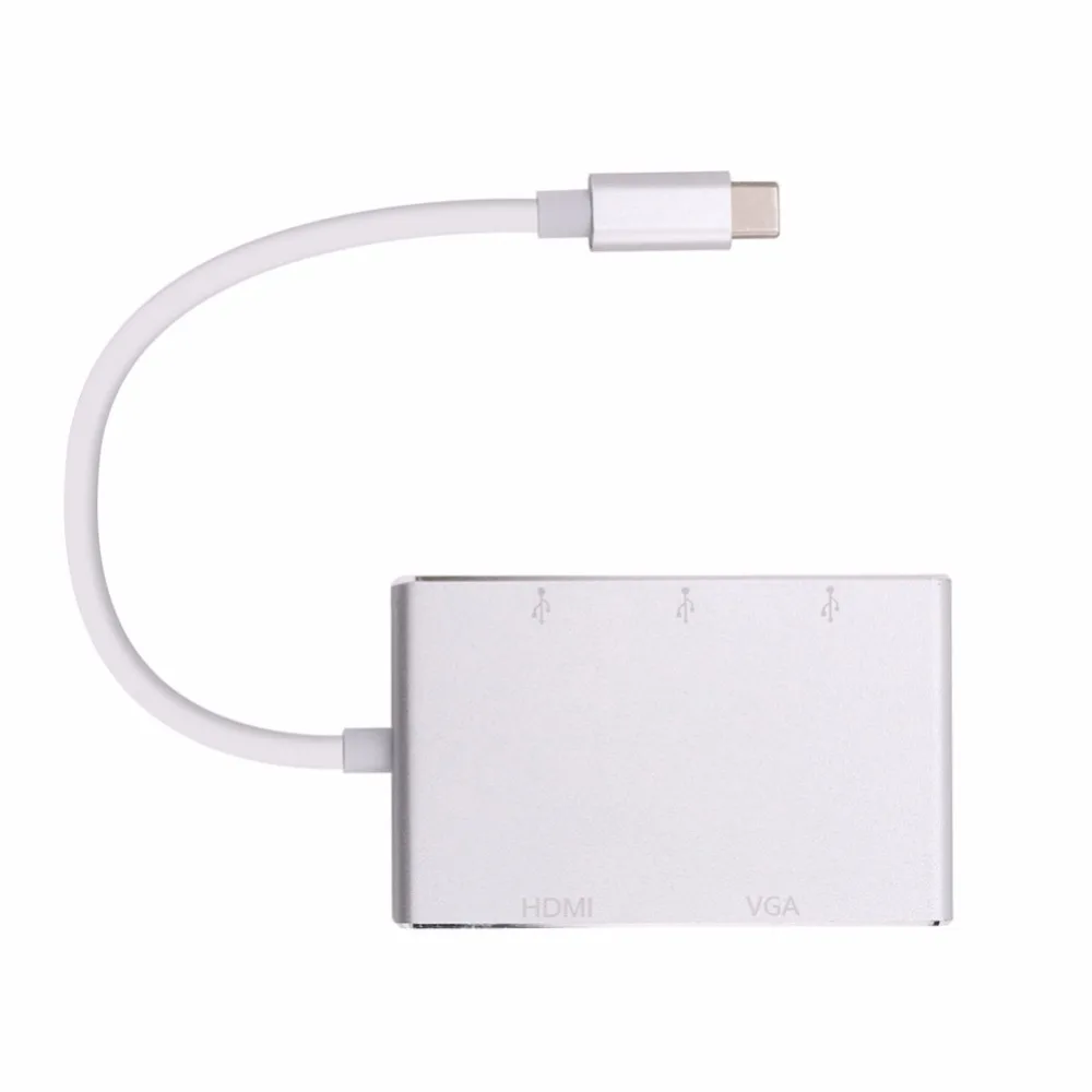 5 в 1 кабель-Переходник USB C на HDMI 2K 1080P VGA адаптер Thunderbolt 3 Порты и разъёмы концентратор совместим с USB 3,0 конвертер для Macbook для samsung для huawei