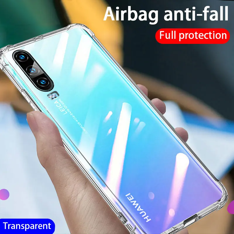 יוקרה עמיד הלם סיליקון טלפון מקרה עבור Huawei P20 P10 P30 לייט P40 מקרה למקרה 10 20 30 40 לייט פרו שקוף חזרה כיסוי