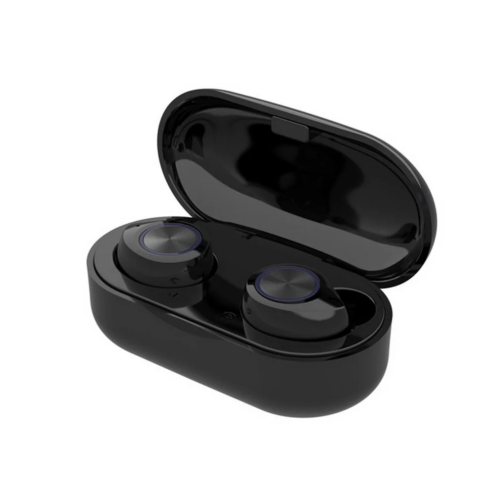 Bluetooth 5,0 беспроводные наушники Macarons TWS шумоподавление HiFi стерео сенсорное управление наушники с микрофоном зарядный чехол - Цвет: Черный