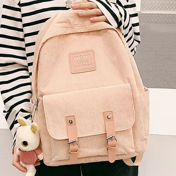 

EnoPella Fashion Ladies Backpack Female Bookbag girl Corduroy Black School Bag Women Backpack for Teenagers Girls Mochila